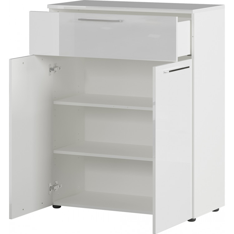 Meuble de rangement moderne 84 cm blanc brillant