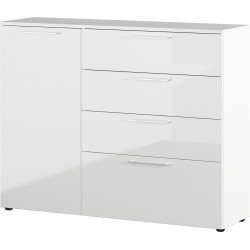 Meuble de rangement moderne 135 cm blanc brillant Georgie