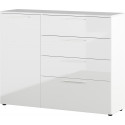 Meuble de rangement moderne 135 cm blanc brillant Georgie