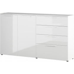 Meuble de rangement moderne 186 cm blanc brillant Georgie