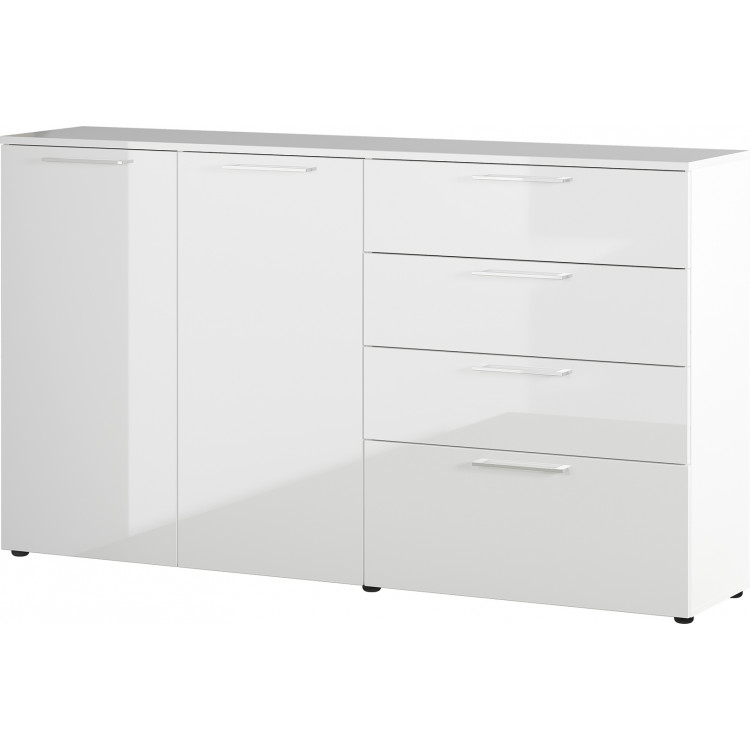 Meuble de rangement moderne 186 cm blanc brillant Georgie