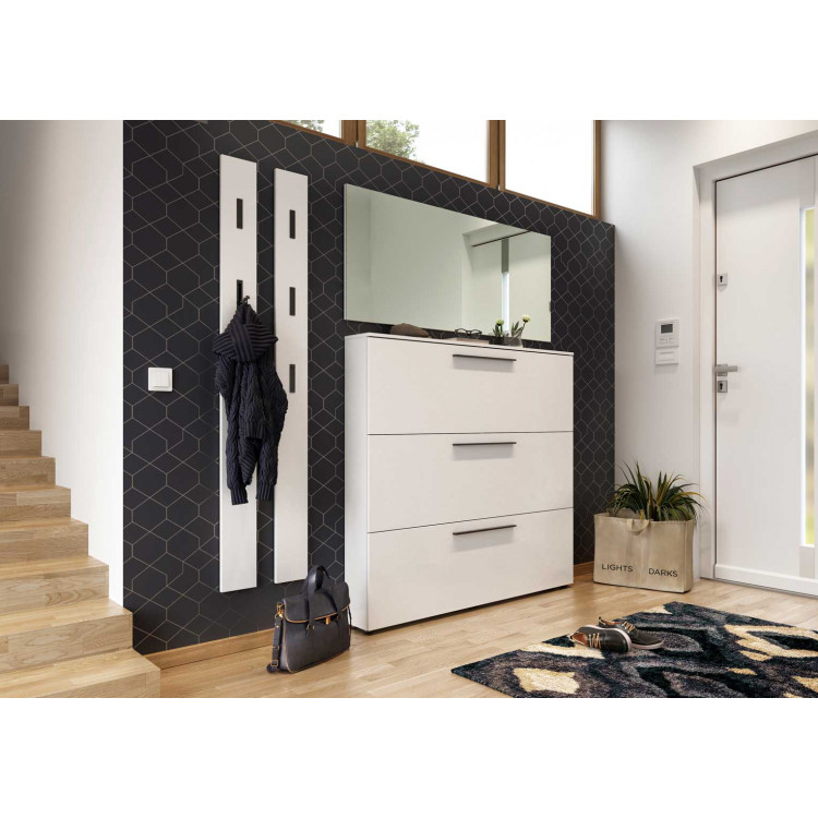 Meuble à Chaussures Linanty 3 Abattants Avec 2 Tiroirs - Étagères 8 Niveaux, 80x24x120 Cm, Rangement Étroite Pour Couloir Et Salon