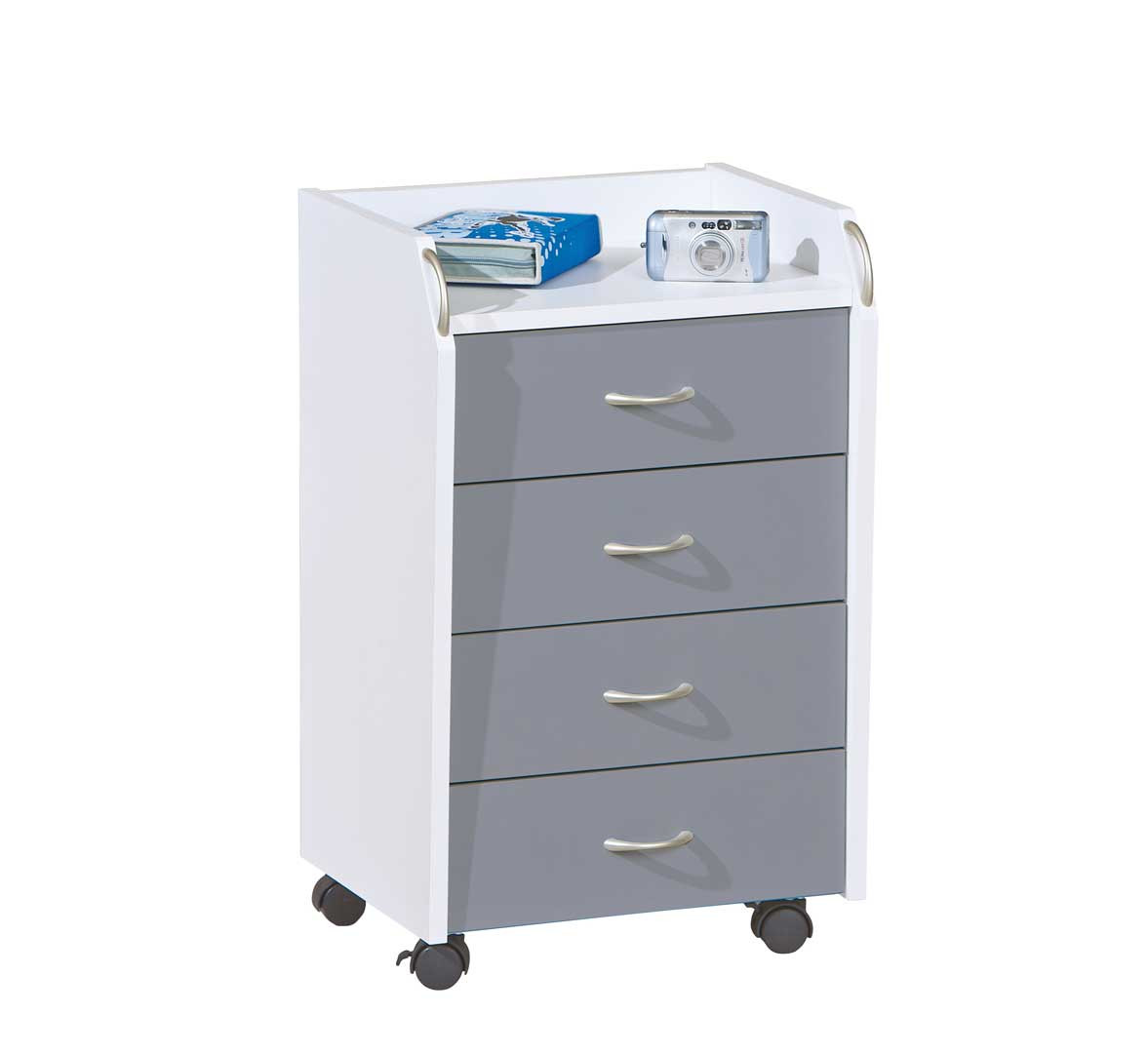 Caisson de bureau contemporain 4 tiroirs blanc Pontino