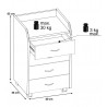 Caisson de bureau contemporain mobile blanc/gris Samantha