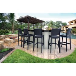 Tabouret de bar pour extérieur (lot de 4) empilable en polypropylène gris foncé Jason