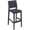 Tabouret de bar pour extérieur (lot de 4) empilable en polypropylène gris foncé Jason