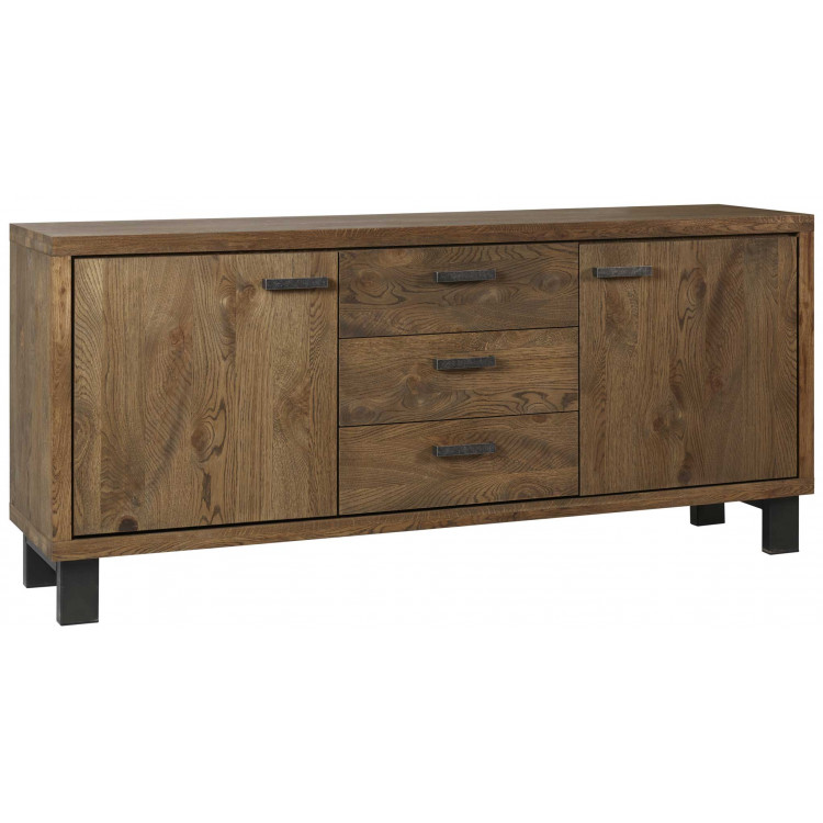 Buffet/bahut industriel 180 cm chêne massif Stanislas