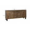Buffet/bahut industriel 180 cm chêne massif Stanislas
