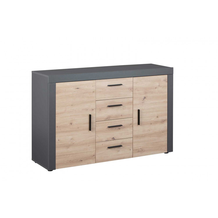 Meuble de rangement contemporain 134 cm chêne/anthracite Irina