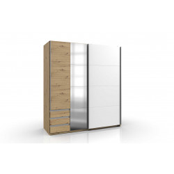 Armoire adulte moderne 179 cm chêne/blanc John