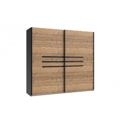 Armoire adulte contemporaine chêne foncé/graphite Yasmine