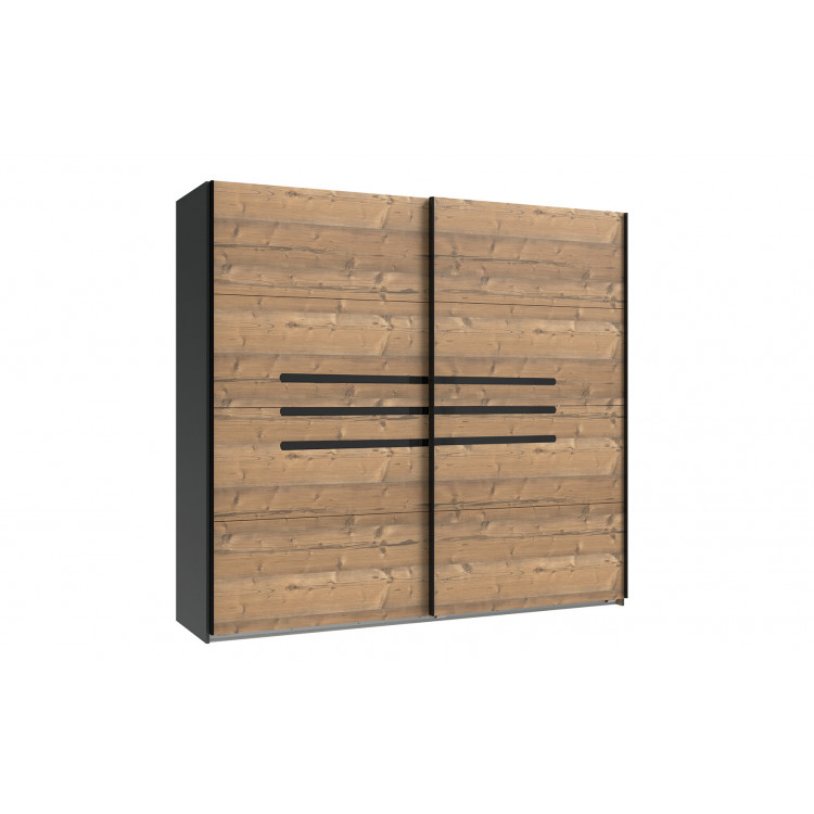 Armoire adulte contemporaine chêne foncé/graphite Yasmine