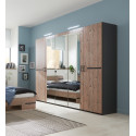 Armoire adulte contemporaine 225 cm chêne foncé/graphite Yasmine