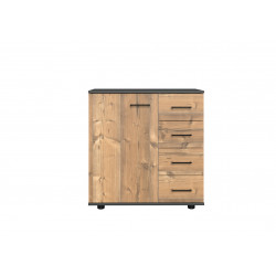 Commode adulte contemporaine 81 cm chêne foncé/graphite Yasmine