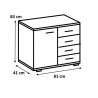 Commode adulte contemporaine 81 cm chêne foncé/graphite Yasmine