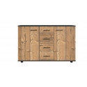 Commode adulte contemporaine 130 cm chêne foncé/graphite Yasmine