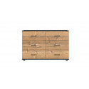 Commode adulte contemporaine 130 cm chêne foncé/graphite Yasmine I