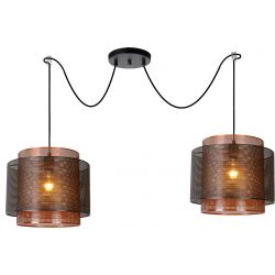 Suspension salon industriel 2 lampes Ø 34 cm Eva