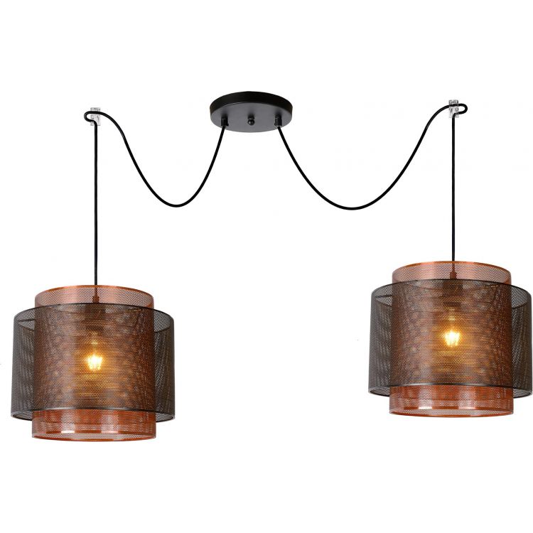 Suspension salon industriel 2 lampes Ø 34 cm Eva