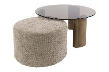 Table basse avec poufs