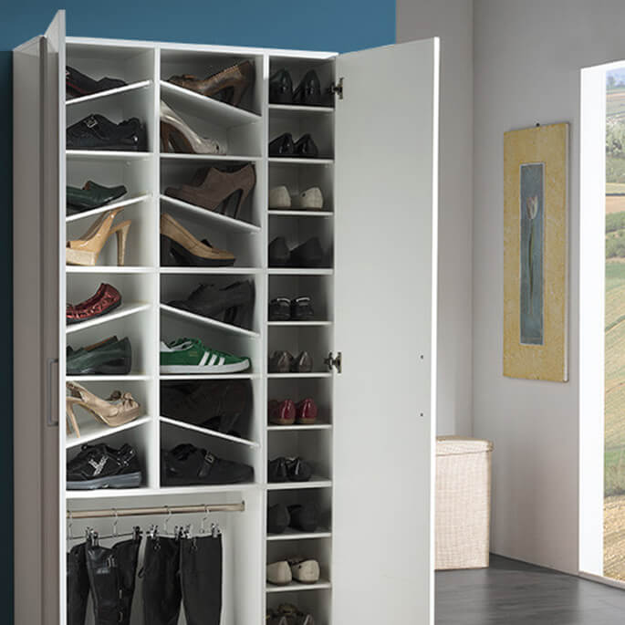 Armoire à chaussures moderne blanc laqué brillant Geraldine