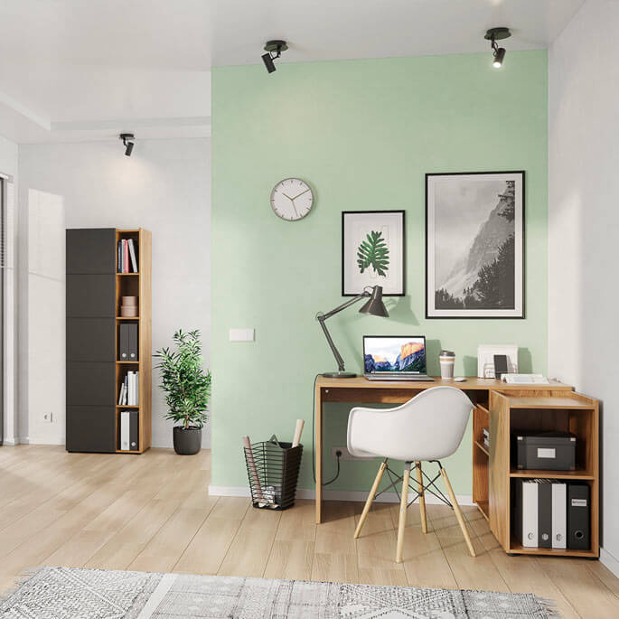 Bureau pliant avec rangements blanc mat pour télétravail - WORK CONCEPT