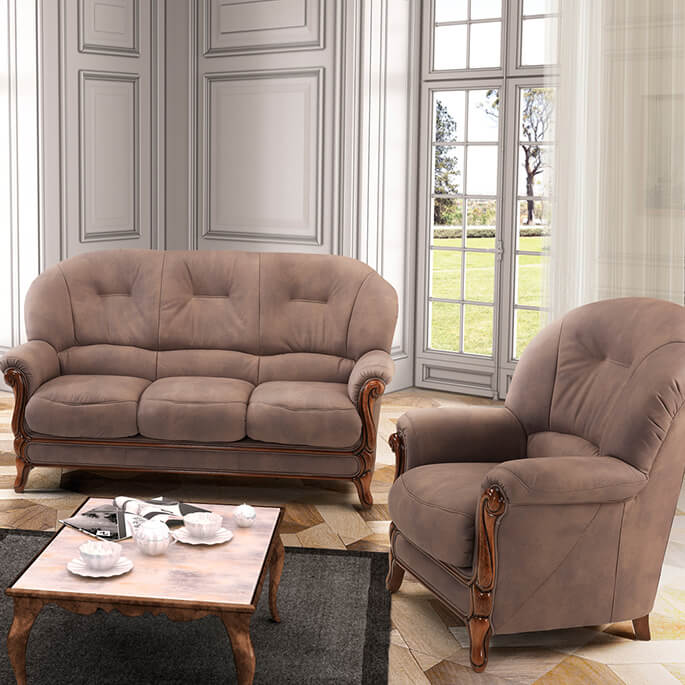 Fauteuil fixe contemporain en tissu brun Naxos