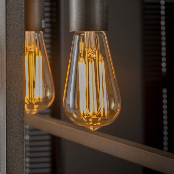 Deux ampoules LED en forme de goutte avec filament visible, montées sur douilles à vis
