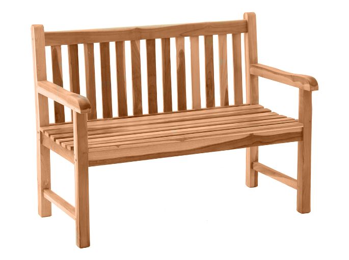 Assise longue à dossier en lattes de bois exotique pour terrasse