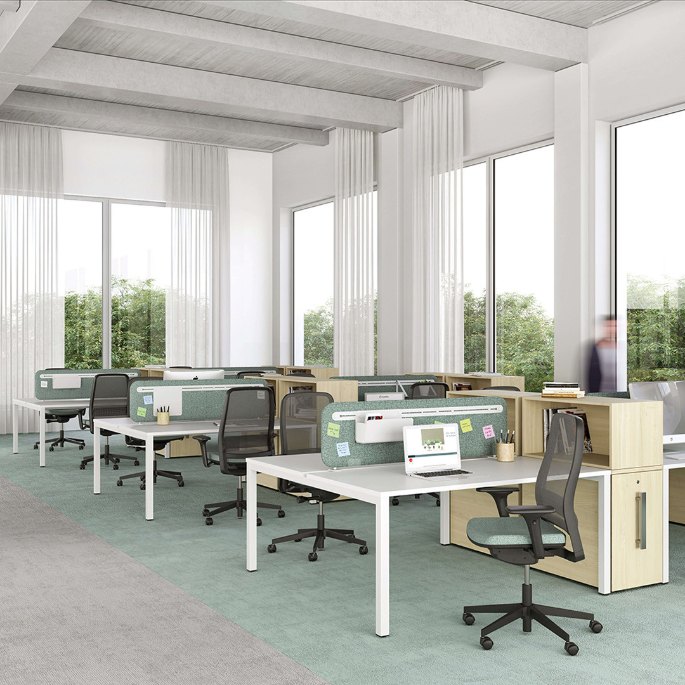 Duo de plans de travail à découpe ergonomique centrale
