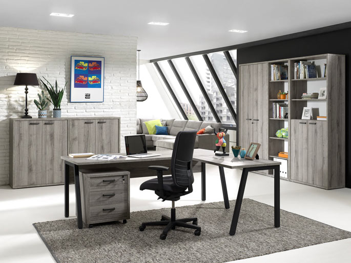 Bureau avec 2 tiroirs MATI en graphite pour chambre enfant