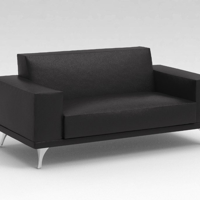 Sofa deux places au revêtement sombre, format compact pour un local de repos étroit