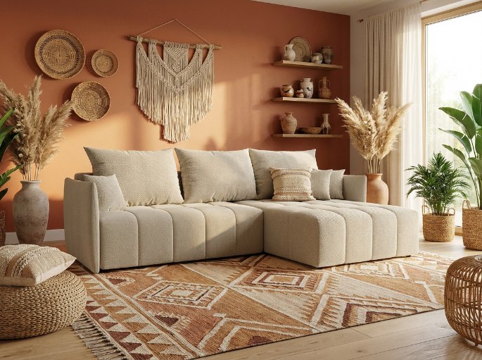 Banquette avec coffre de rangement ouverte sur un couchage deux places