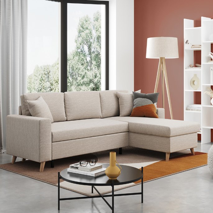 Vue d’ensemble d’une banquette dépliée en position couchage