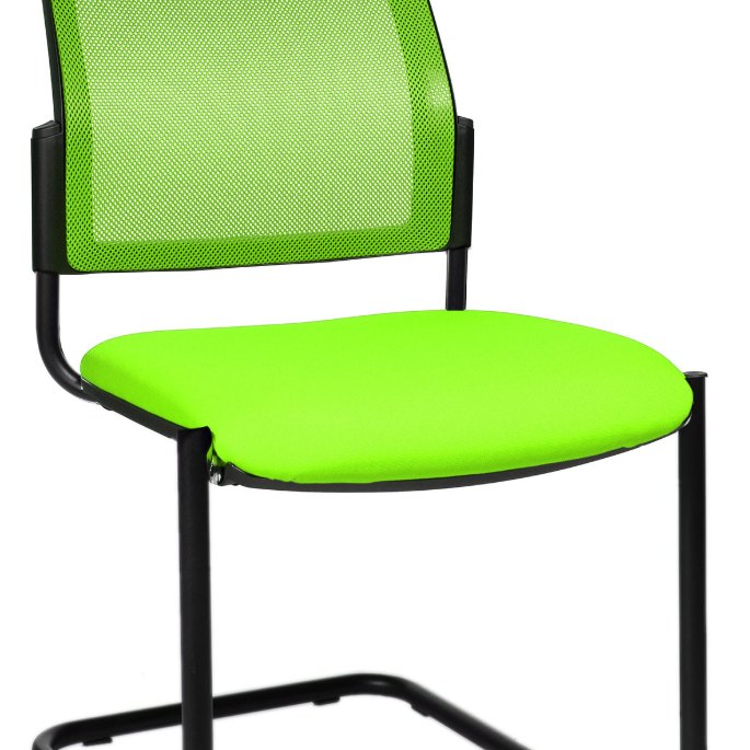 Assise verte à dos ajouré sur piètement métallique noir