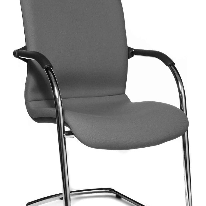 Assise garnie gris foncé sur piètement luge chromé