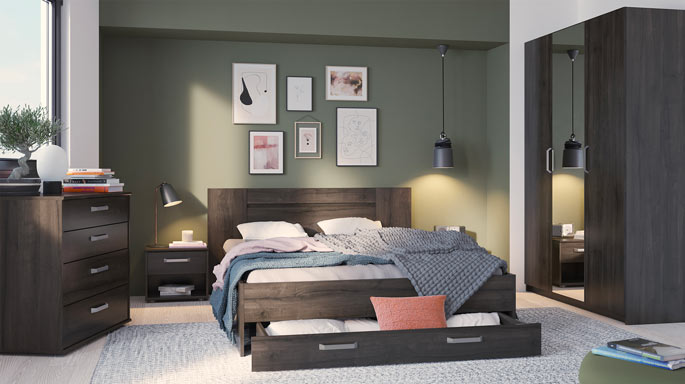 chambre adulte contemporaine marron fonce