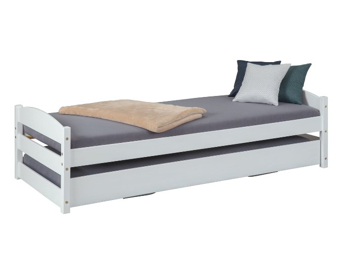 Couchette gigogne en pin pour optimiser la surface d'une salle de sieste