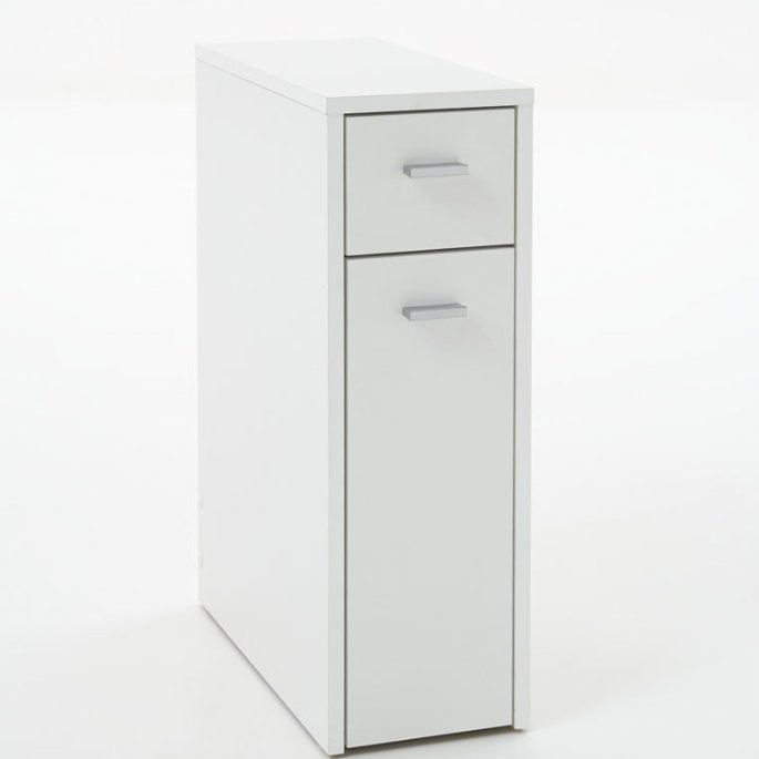Étagère télescopique blanche enjambant un appareil de lavage