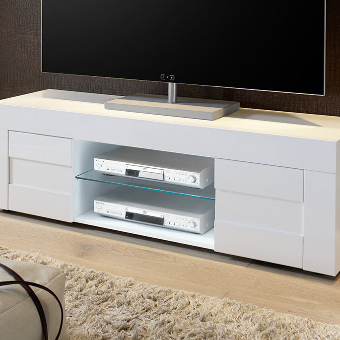 Banc bas de 138 cm à façade laquée et plateau fin
