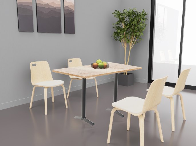 Assises claires non poreuses autour d'un plan de repas