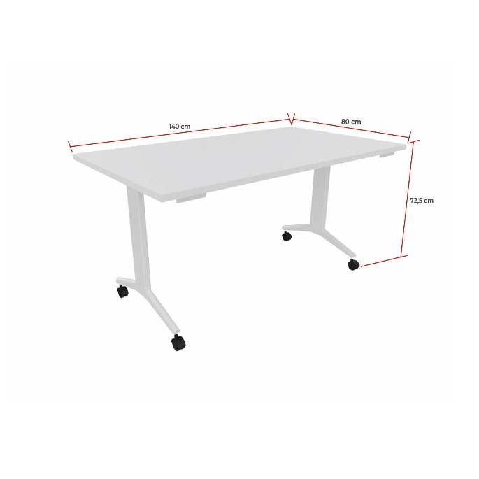 Sch&eacute;ma cot&eacute; d&rsquo;un plateau de 140&nbsp;cm sur 80&nbsp;cm pour usage collectif