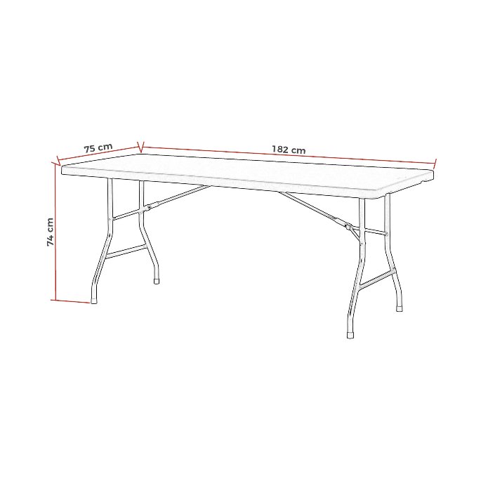 Vue technique d&rsquo;un plateau de r&eacute;ception avec ses cotes de largeur et de hauteur