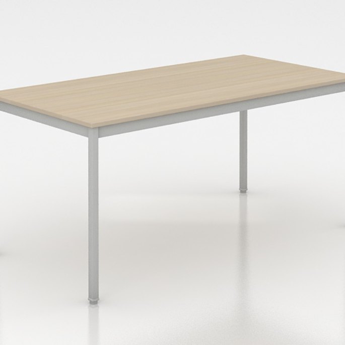 Assise et plan de repas en stratifié clair sur structure tubulaire