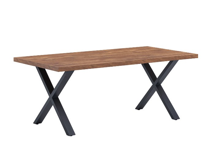 Repas pour six autour d’un plateau rectangulaire en acacia foncé