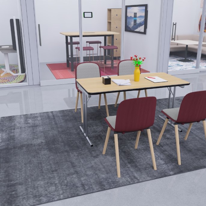 Plateau rectangulaire repliable sur piètement roulant, vue de trois quarts