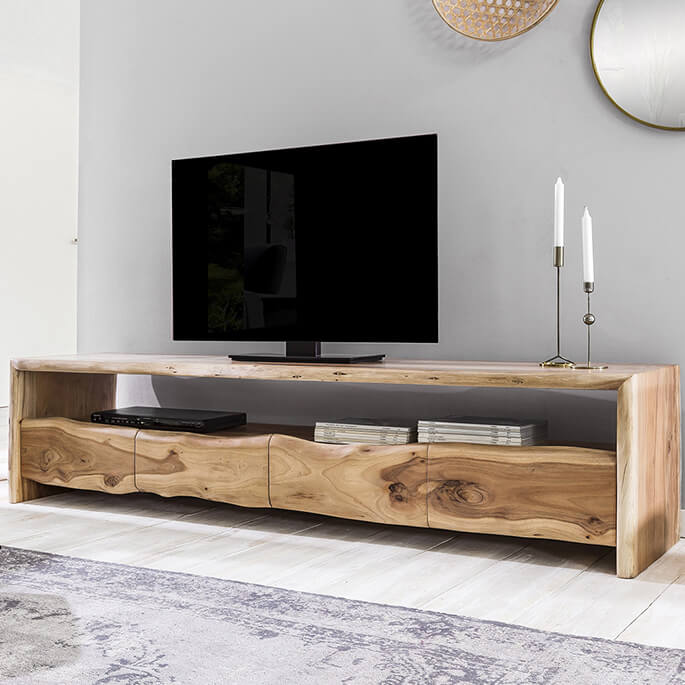 Meuble TV style nature 190 cm en acacia massif Azalée