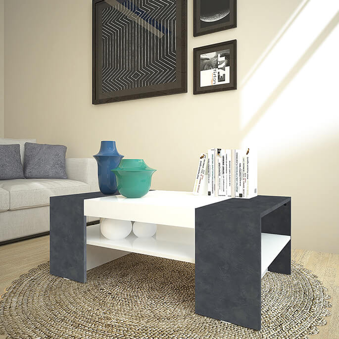 Table basse moderne laqué blanc brillant Christelle