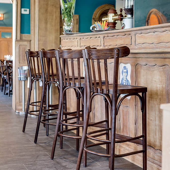 Tabouret de bar vintage en hêtre Adrien
