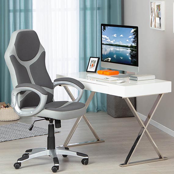 Chaise de bureau moderne en tissu et pu gris arcadia